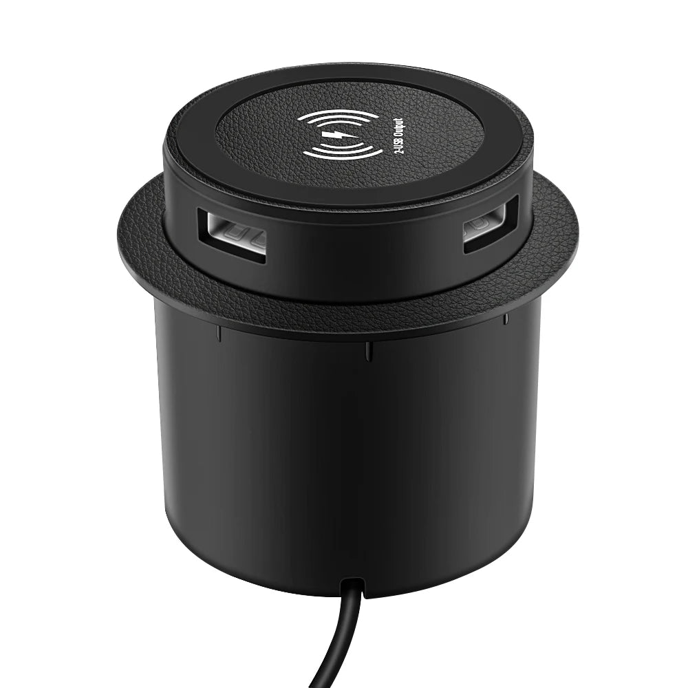 Chargeur sans fil rapide intégré avec port USB 30 W, universel, pour iPhone, Xiaomi et autres smartphones.
