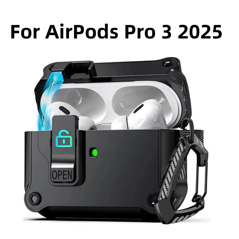 Étui de sécurité pour AirPods Pro 3 (2025) - Boîtier antichoc en PC avec crochet