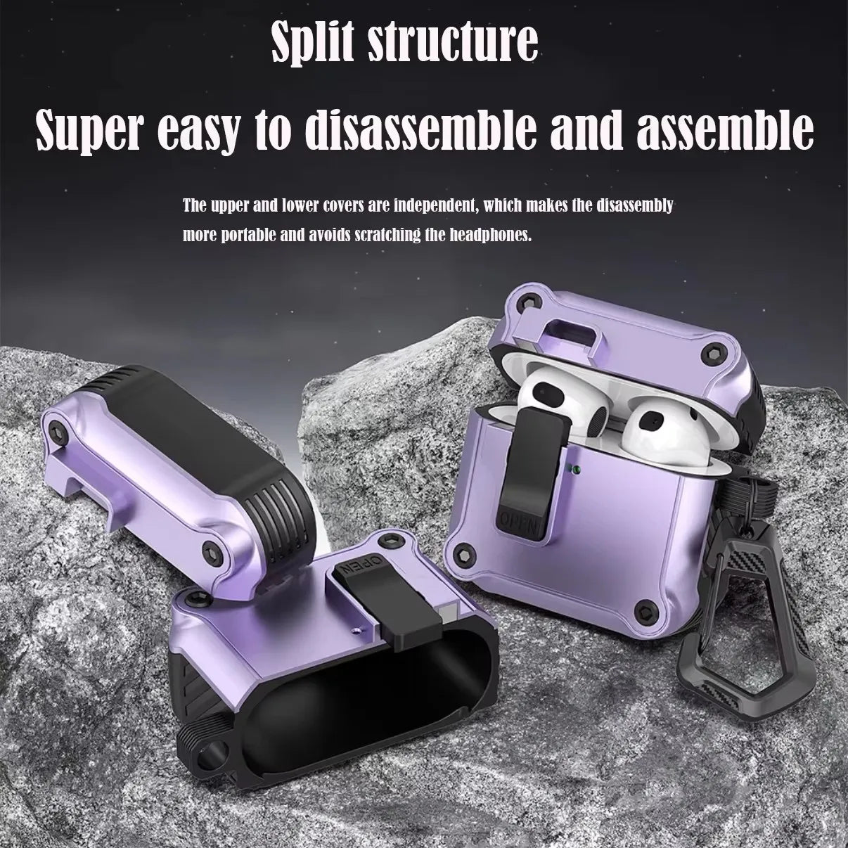 Étui de sécurité pour AirPods Pro 3 (2025) - Boîtier antichoc en PC avec crochet